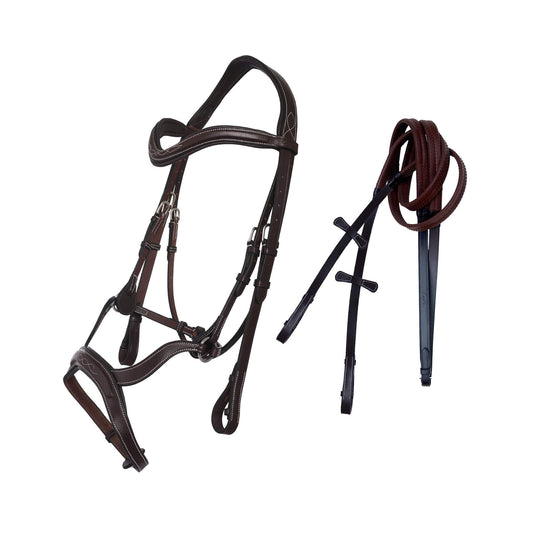 ExionPro Anatomical Drop Noseband Bridle with Reins