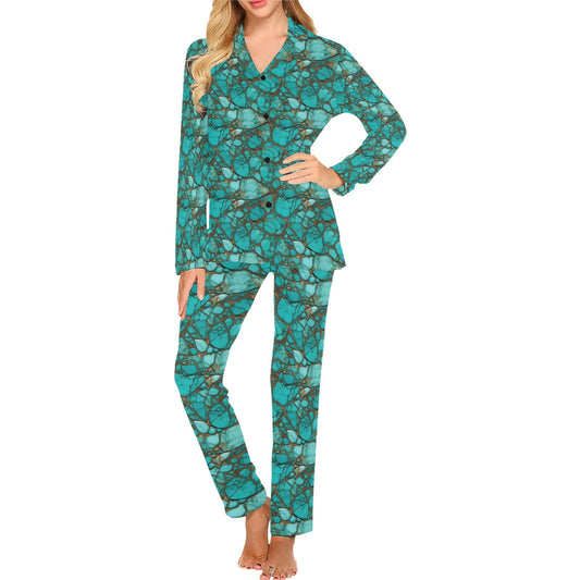 Baha Ranch All Turquoise Women's Long Pajama Set